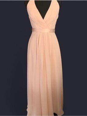 White by Vera Wang Blush Pink V-Neck Maxi Gown